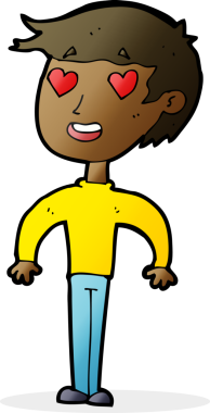 Bir insan tarafından çizilmiş aşık bir çizgi film adamı.