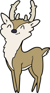 Bir insan tarafından çizilmiş mutlu bir geyik.