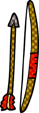 Bir insan tarafından çizilmiş ok ve yay.