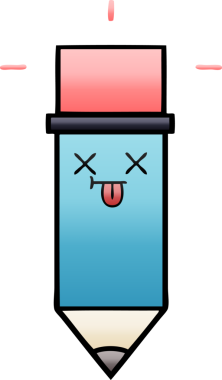 Bir insan tarafından çizilmiş bir kalemin gölgelenmiş karikatürü