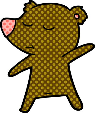 Bir insan tarafından çizilmiş mutlu çizgi film ayısı.