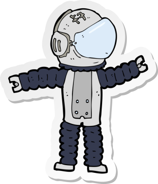 Bir insan tarafından çizilen astronot çizgi filminin çıkartması.