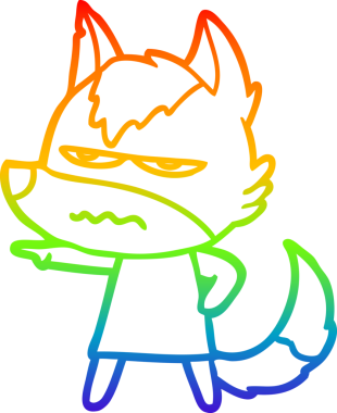 Gökkuşağı gradyan çizgi çizimi Bir insan tarafından çizilmiş rahatsız kurt