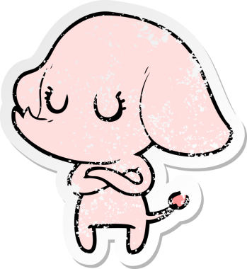 Bir insan tarafından çizilmiş şirin bir filin sıkıntılı çıkartması