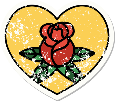 Geleneksel bir kalp stili ve bir insan tarafından çizilmiş çiçek dövmesi.