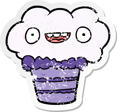 Bir insan tarafından çizilmiş karikatür kekinin sıkıntılı çıkartması.