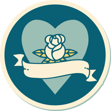 Bir insan tarafından çizilmiş, geleneksel kalp şeklinde dövme çıkartması.