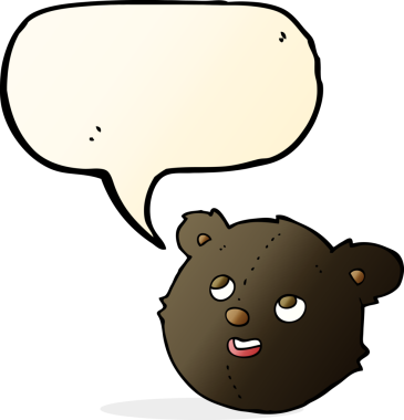 bir insan tarafından çizilmiş konuşma baloncuklu siyah ayı yüzü.