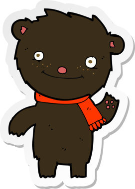 Bir insan tarafından çizilmiş şirin siyah bir ayının çıkartması.