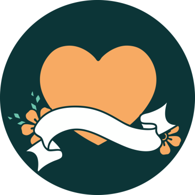 bir insan tarafından çizilmiş bir kalp sancağına sahip dövme tarzı simgesi