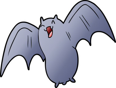 Bir insan tarafından çizilmiş ürkütücü çizgi film yarasası.