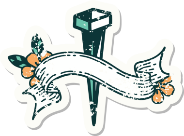 Bir insan tarafından çizilmiş demir çivili eski bir etiket.