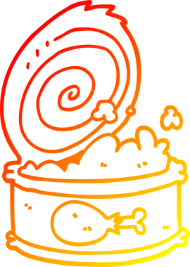 Bir insan tarafından çizilmiş konserve yiyeceğin sıcak çizgi çizimi