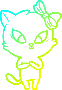 Bir insan tarafından çizilen çizgi film kedisinin soğuk gradyan çizgisi.