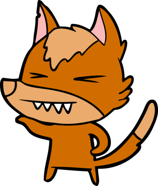 Bir insan tarafından çizilmiş tilki çizgi film karakteri