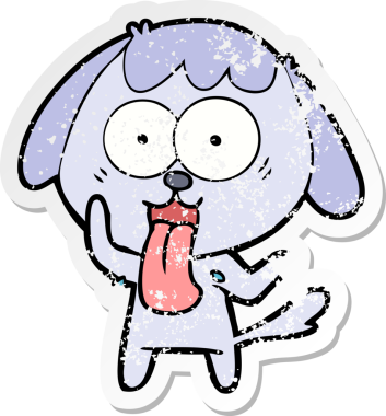 Bir insan tarafından çizilmiş şirin bir köpeğin sıkıntılı çıkartması.