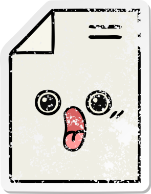 Bir insan tarafından çizilmiş sevimli bir karikatür kağıdının sıkıntılı çıkartması.