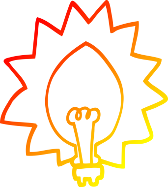 Bir insan tarafından çizilen çizgi film ampulünün sıcak gradyan çizimi