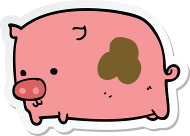 Bir insan tarafından çizilmiş bir domuzun çıkartması.