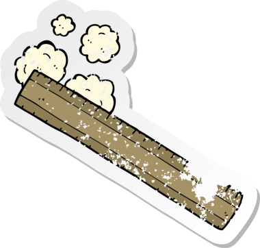 Bir insan tarafından çizilmiş ahşap bir cetvelin retro sıkıntılı çıkartması.