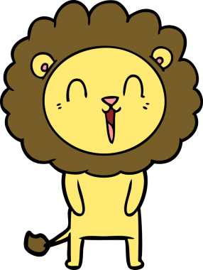 Bir insan tarafından çizilmiş gülen aslan çizgi filmi.