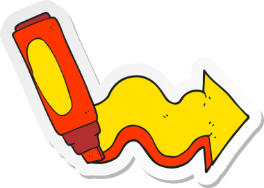 Bir insan tarafından çizilmiş karikatür işaretleyici kalem okunun etiketi