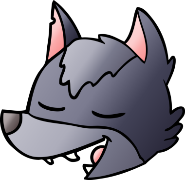 Bir insan tarafından çizilmiş bir kurt yüzü.