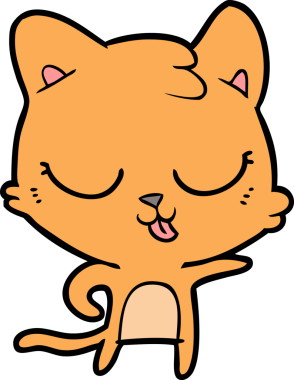 Bir insan tarafından çizilmiş çizgi film kedisi.