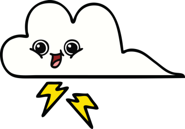 Bir insan tarafından çizilmiş fırtına bulutunun sevimli karikatürü.