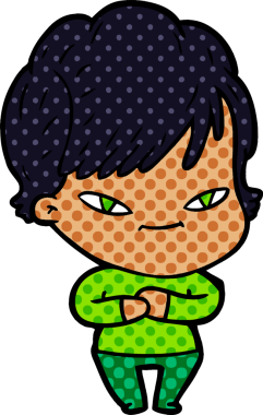 Bir insan tarafından çizilmiş mutlu bir kadın.