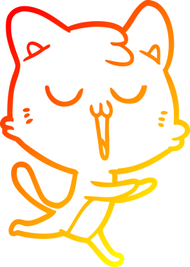 Bir insan tarafından çizilmiş çizgi film kedisinin sıcak çizgi çizimi