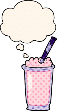 Çizgi roman tarzında bir insan tarafından çizilmiş düşünce balonlu karikatür milkshake 'i