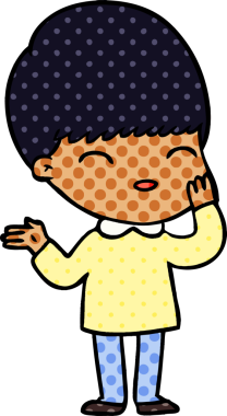 Bir insan tarafından çizilmiş mutlu çizgi film çocuğu.