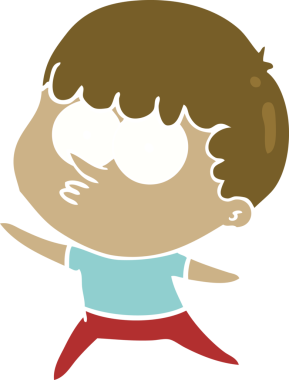 Düz renkli çizgi film dansçısı bir insan tarafından çizilmiş.