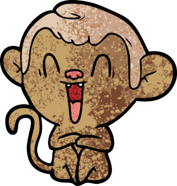 Bir insan tarafından çizilmiş gülen maymun çizgi filmi