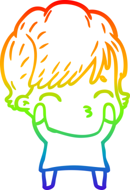 Gökkuşağı gradyan çizgi çizimi Bir insan tarafından çizilmiş bir çizgi kadın