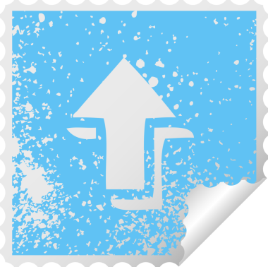 Bir insan tarafından çizilmiş işaretli okun kare soyma etiketi.