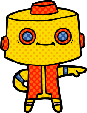 Bir insan tarafından çizilmiş çizgi film robotu