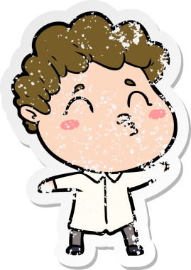 Bir insan tarafından çizilmiş karikatür adamın sıkıntılı çıkartması.