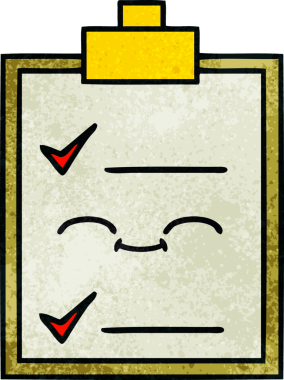 Bir insan tarafından çizilmiş kontrol listesinin retro grunge desen karikatürü