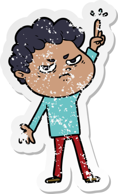 Bir insan tarafından çizilmiş kızgın bir adamın sıkıntılı çıkartması.