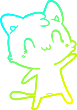 Bir insan tarafından çizilen mutlu çizgi bir kedinin soğuk gradyan çizimi