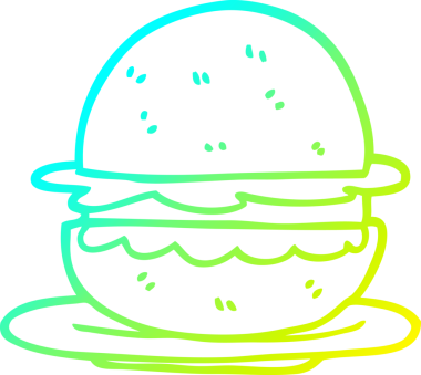 Bir insan tarafından çizilmiş bir çizgi film hamburgerinin soğuk gradyan çizimi