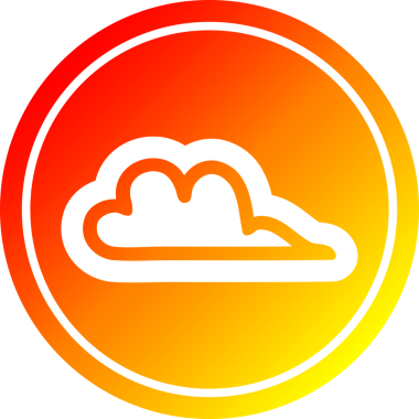 Bir insan tarafından çizilmiş sıcak eğimli hava bulutu dairesel simgesi