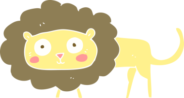 Bir insan tarafından çizilmiş aslanın düz renk çizimi