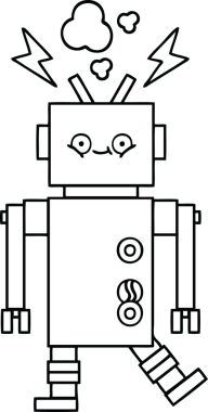 Bir insan tarafından çizilmiş dans eden bir robot çizimi