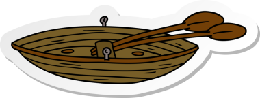 Bir insan tarafından çizilmiş ahşap bir teknenin el çizimi karikatürü.