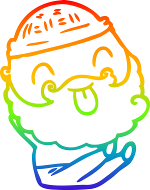 Gökkuşağı gradyan çizgisi, sakallı bir adamın insan tarafından çizilmiş dili.