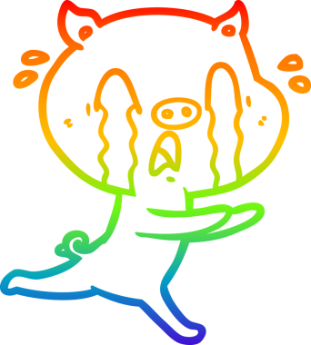 gökkuşağı gradyan çizimi bir insan tarafından çizilmiş ağlayan domuz çizgi filmi