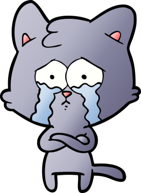 Bir insan tarafından çizilmiş ağlayan kedi çizgi filmi.